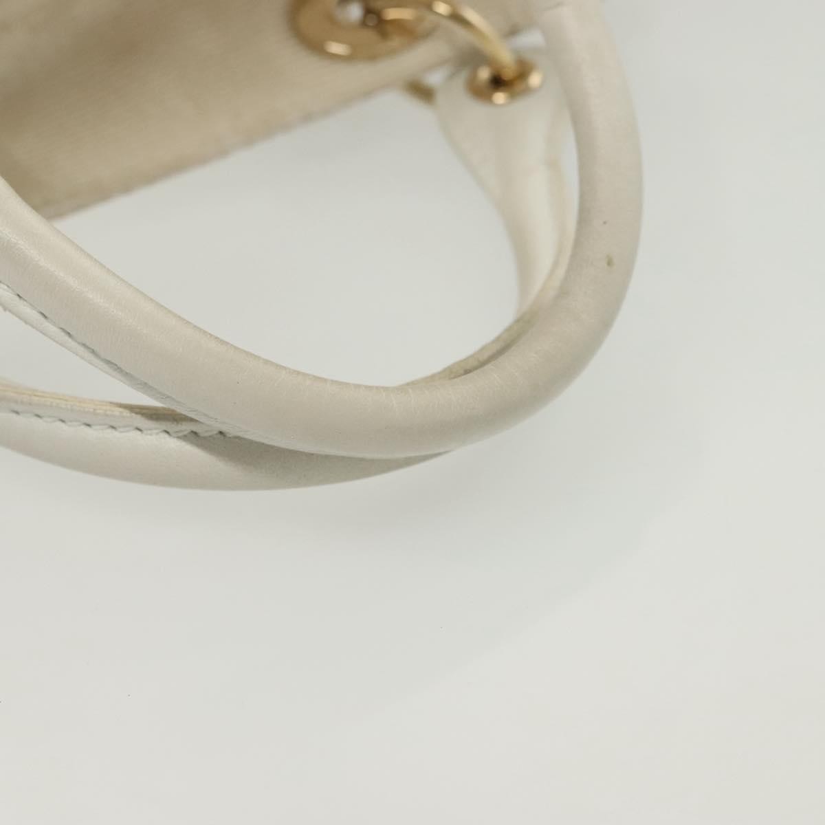 Christian Dior Cannage Handbag Canvas, WHITE, CANVAS, Handbag