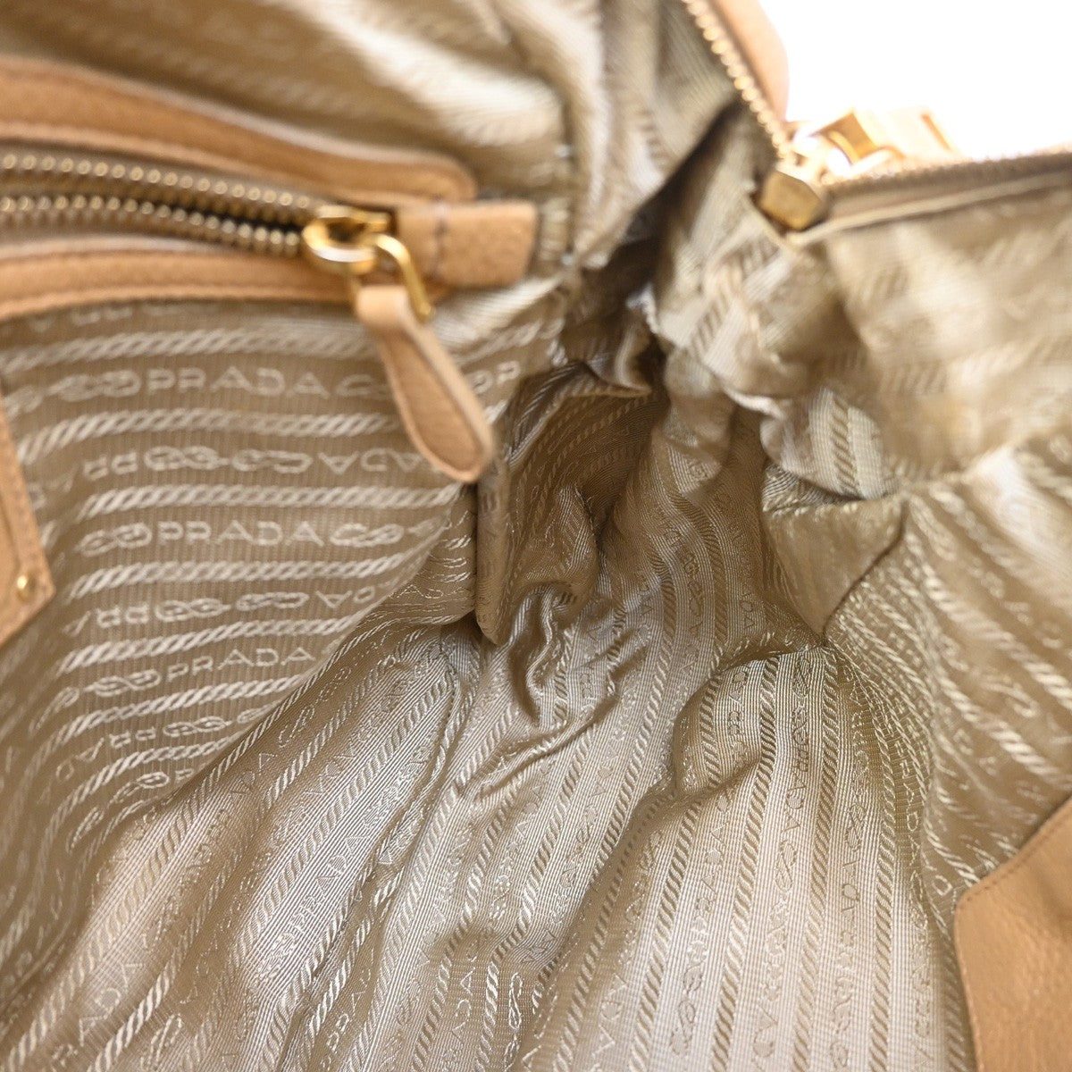 Prada Tote Vitello Daino Vitello Daino, Beige, Leather, Shoulder Bag