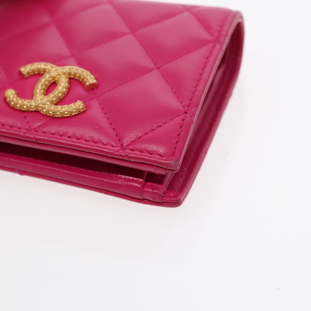 Chanel Textured CC Bifold Wallet Quilted Caviar, PINK, LEATHER, Wallets