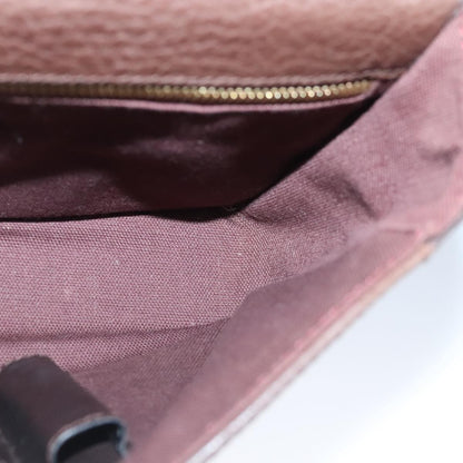 Salvatore Ferragamo Gancini Pouch Leather, BROWN, LEATHER, Clutche & pouche