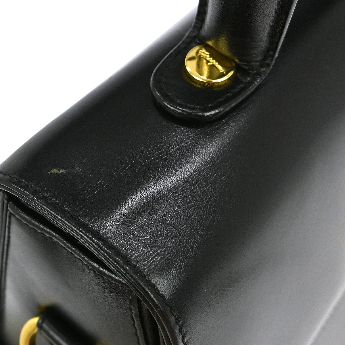 Salvatore Ferragamo Gancini Convertible Top Handle Bag Leather, BLACK, LEATHER, Handbag