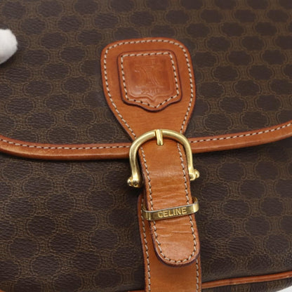 Celine Vintage Macadam Shoulder Bag Canvas and Leather, BROWN, CANVAS, Shoulder bag