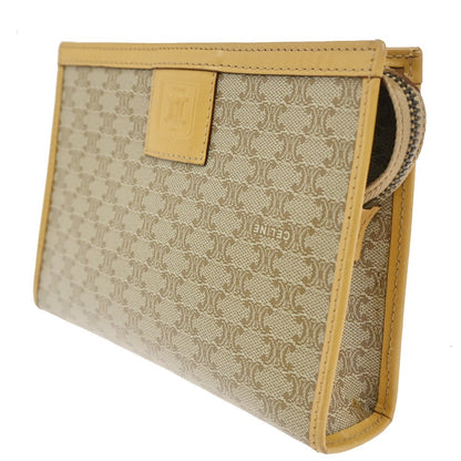 Celine C Macadam Pouch Canvas, BEIGE, PVC, Clutche & pouche