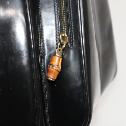Gucci Vintage Bamboo Backpack Patent, Black, Patent Leather, Backpack