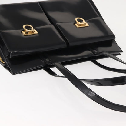 Salvatore Ferragamo Gancini Tote Patent leather, BLACK, PATENT_LEATHER, Tote bag