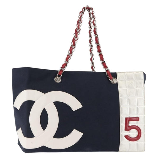 Chanel No.5 Tote Canvas and Leather, NAVY, CANVAS, Tote bag