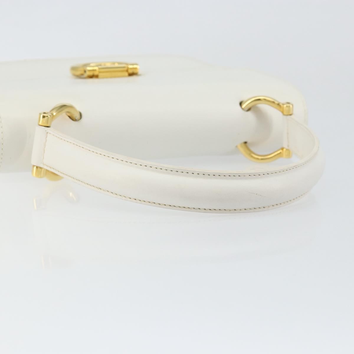 Celine Gancini Handbag Leather, WHITE, LEATHER, Handbag