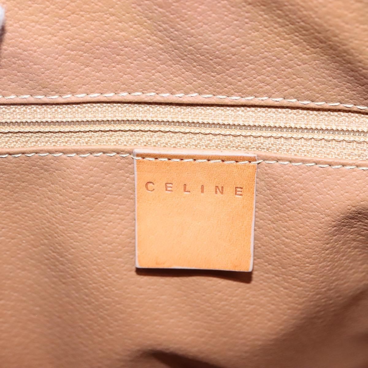 Celine Vintage Macadam Handbag Canvas and Leather, BEIGE, CANVAS, Handbag