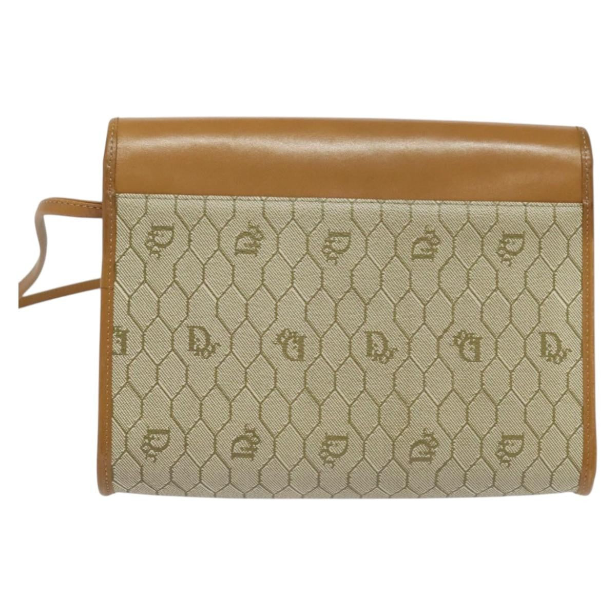 Christian Dior Vintage Honeycomb Flap Crossbody Bag Canvas and Leather, BEIGE, CANVAS, Crossbody bag