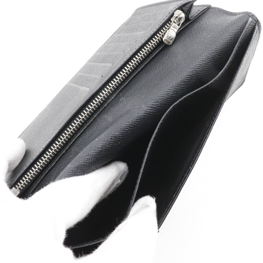 Louis Vuitton Brazza Long Bifold wallet Taiga Leather, BLACK, LEATHER, Wallets