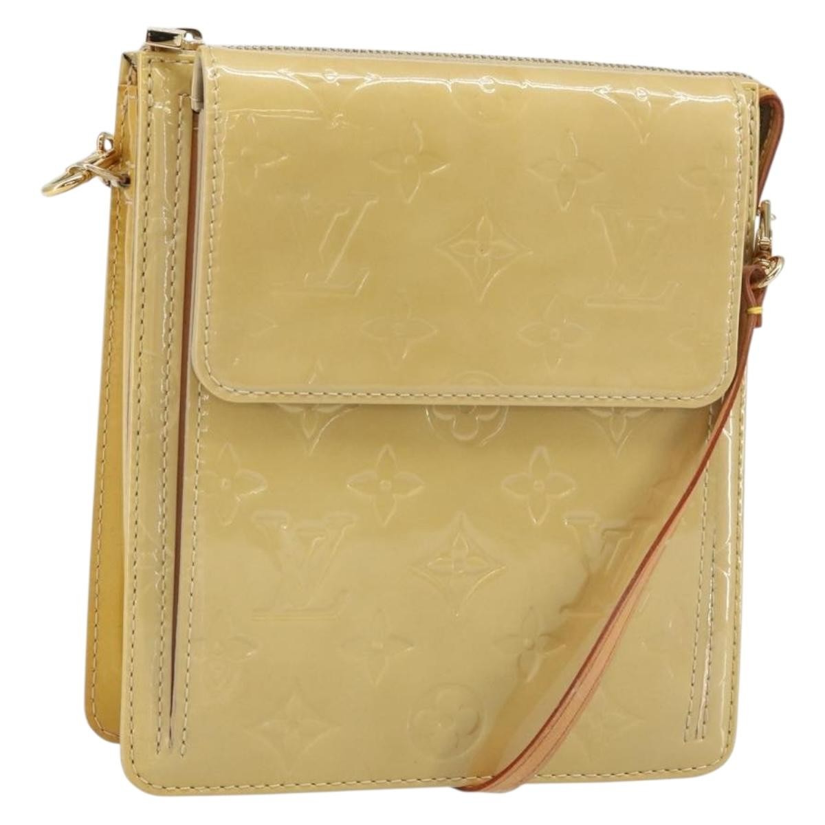 Louis Vuitton Mott Handbag Monogram Vernis, Beige, Patent Leather, Clutch