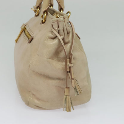 Prada Front Pocket Convertible Tote Leather, BEIGE, LEATHER, Tote bag