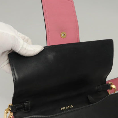 Prada Metal Ribbon Shoulder Bag City Calfskin, GRAY, LEATHER, Shoulder bag
