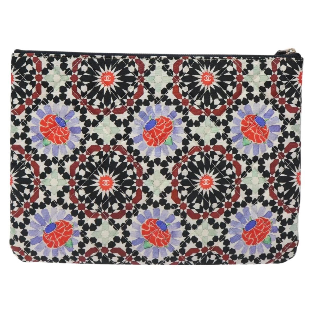 Chanel Dubai O Case Clutch Quilted Printed Nylon, MULTICOLOUR, NYLON, Clutche & pouche