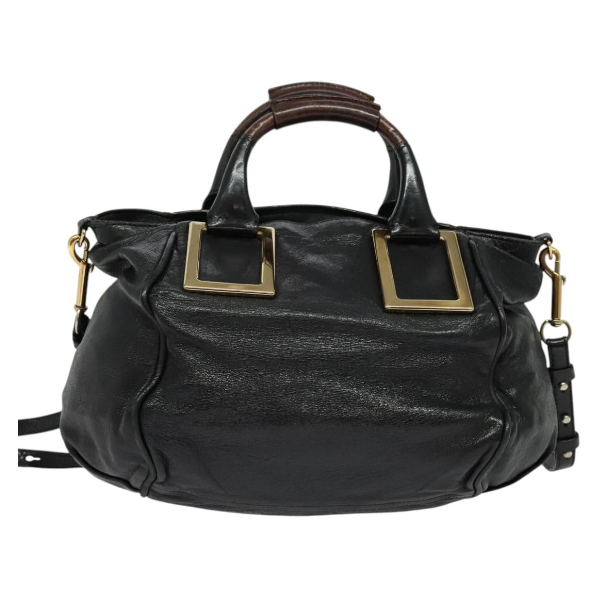 Chloe Ethel Handbag Leather, BLACK, LEATHER, Handbag