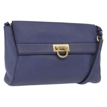 Salvatore Ferragamo Abbey Shoulder Bag Leather, NAVY, LEATHER, Shoulder bag
