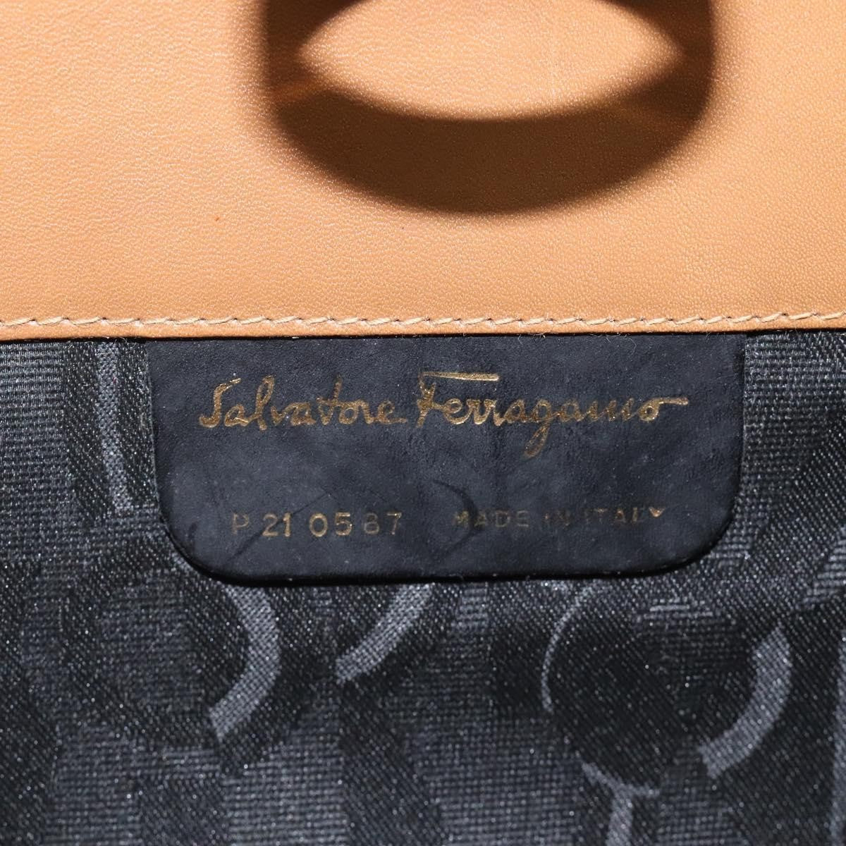 Salvatore Ferragamo Vintage Gancini Chain Shoulder Bag Leather, BROWN, LEATHER, Shoulder bag