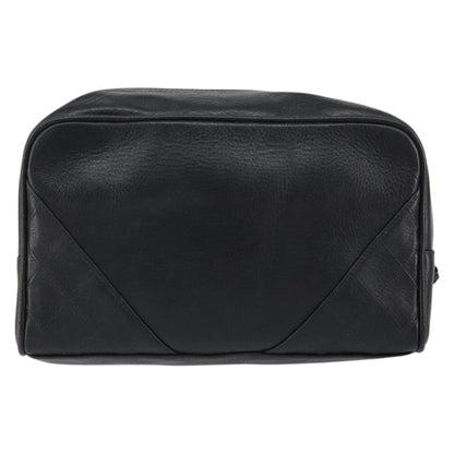 Chanel Vintage Toiletry Pouch Leather, Black, Leather, Clutch
