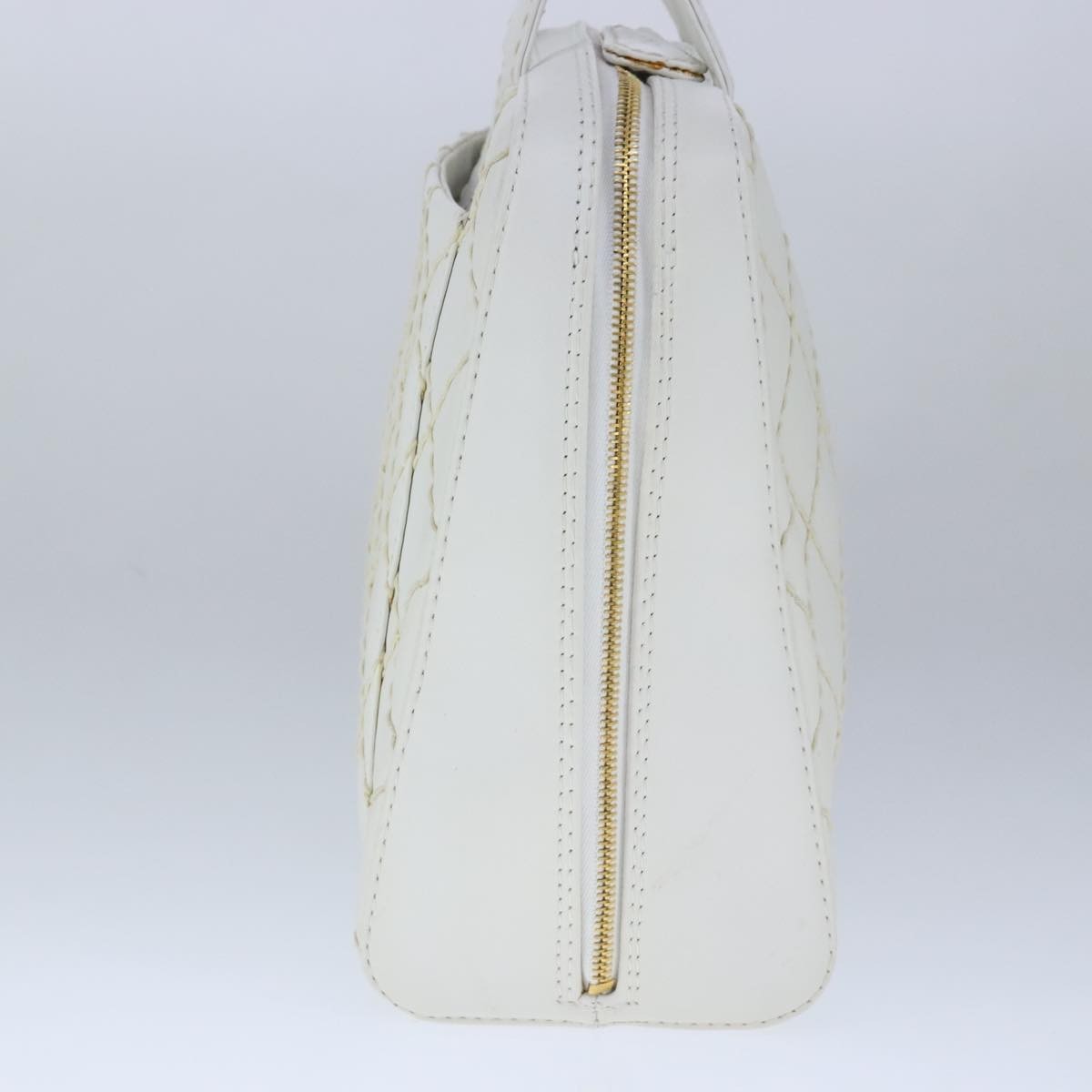 Chanel Surpique Zip Around Satchel Quilted Leather, WHITE, LEATHER, Handbag