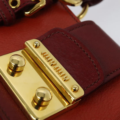 Miu Miu Madras Convertible Lock Tote Leather, RED, LEATHER, Handbag