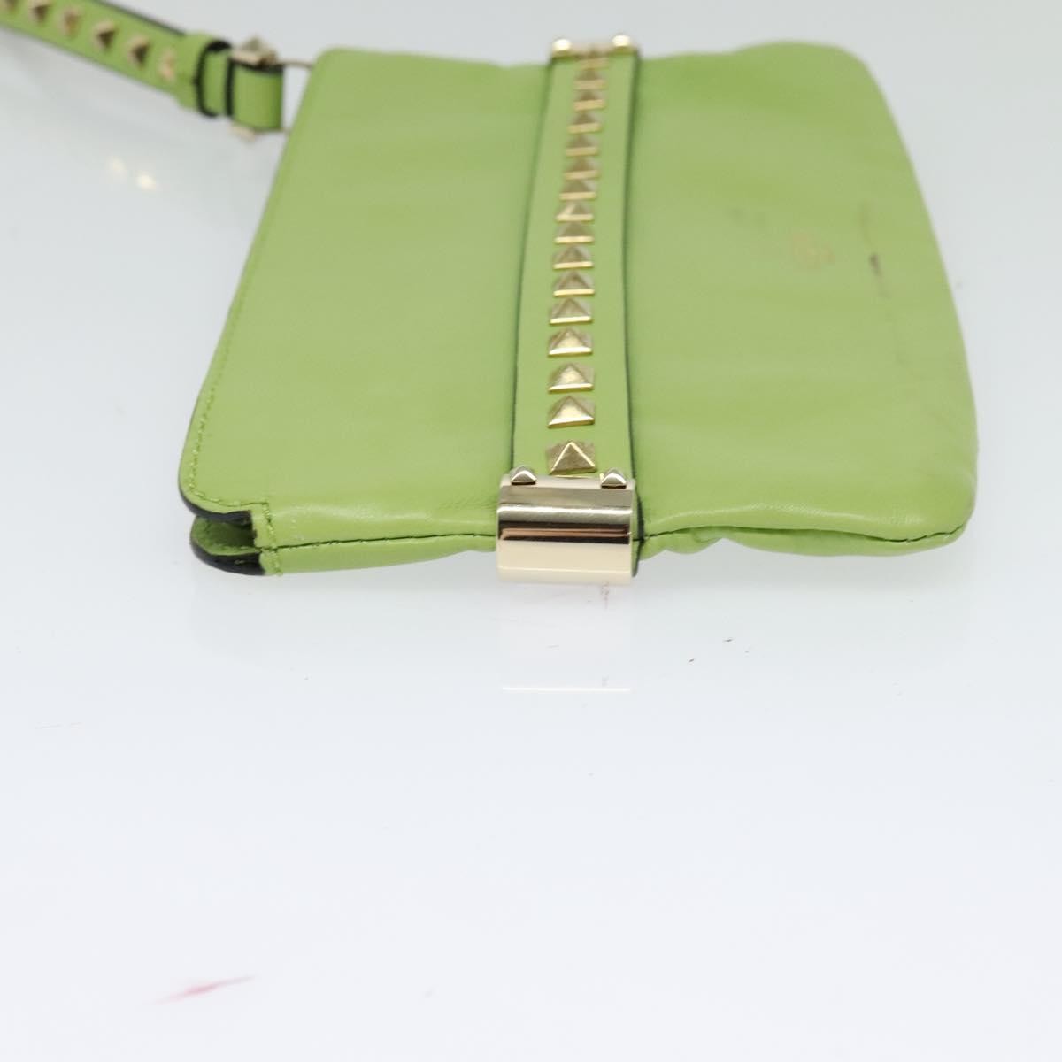 Valentino Garavani Rockstud Pouch Leather, GOLD, LEATHER, Clutche & pouche
