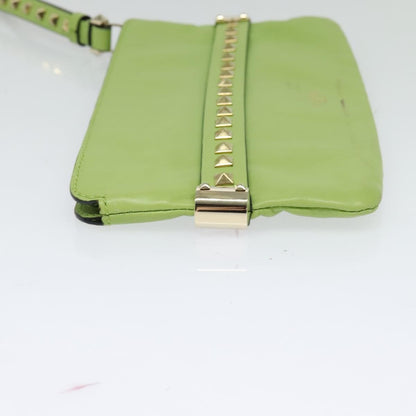 Valentino Garavani Rockstud Pouch Leather, GOLD, LEATHER, Clutche & pouche