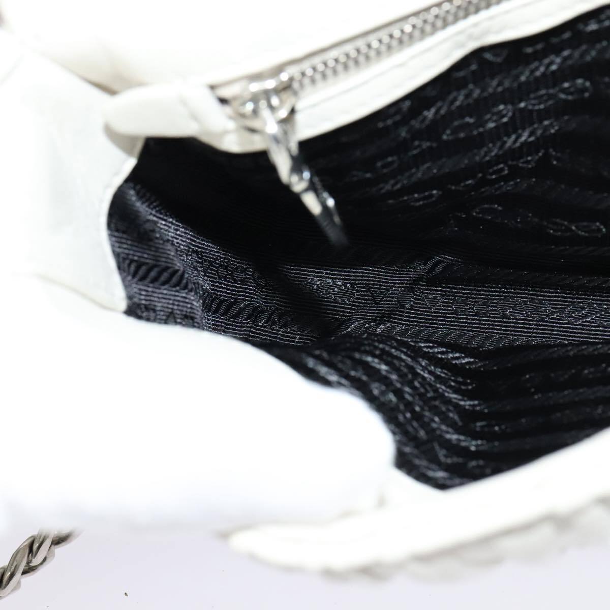 Prada Chain Flap Shoulder Bag Nappa Gaufre, WHITE, LEATHER, Shoulder bag