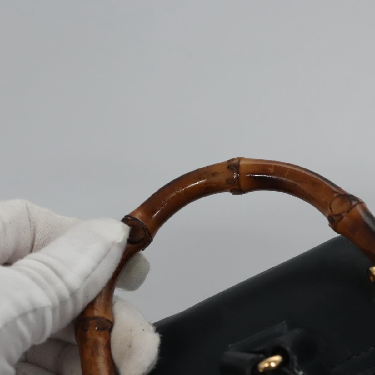 Gucci Vintage Bamboo Backpack Leather, BLACK, LEATHER, Backpack