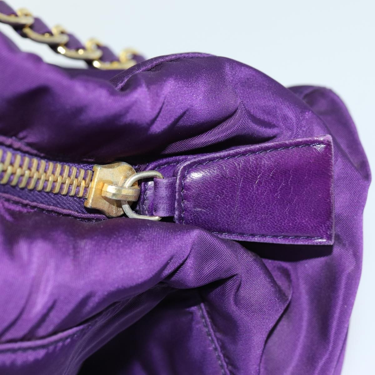 Prada Convertible Chain Tote Quilted Tessuto, PURPLE, NYLON, Shoulder bag