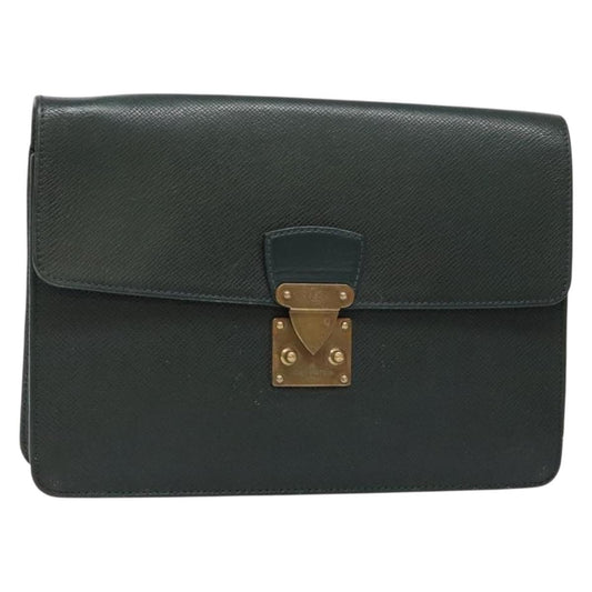 Louis Vuitton Kourad Pouch Taiga, GREEN, LEATHER, Clutche & pouche