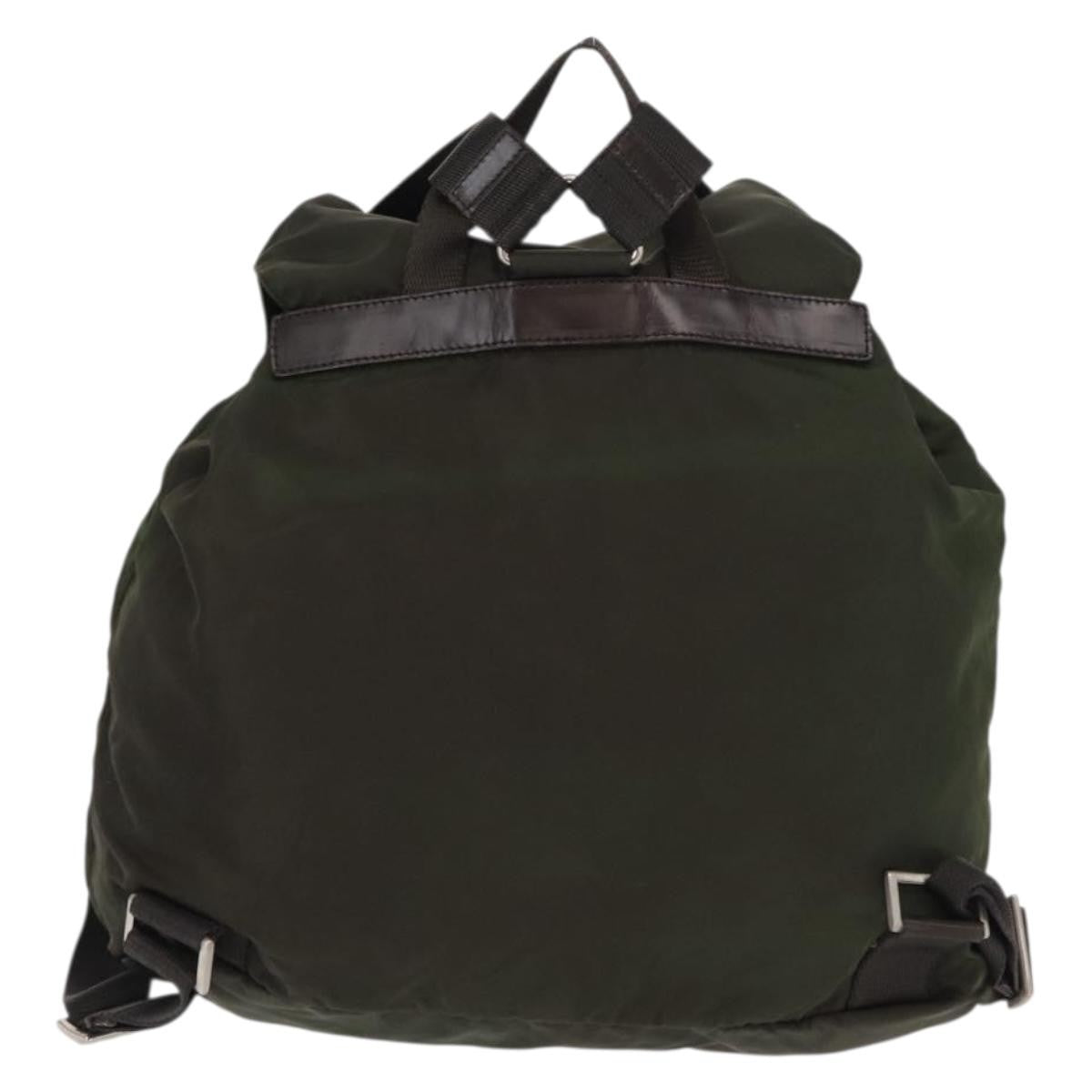 Prada Double Front Pocket Backpack Tessuto, Khaki, Nylon, Backpack