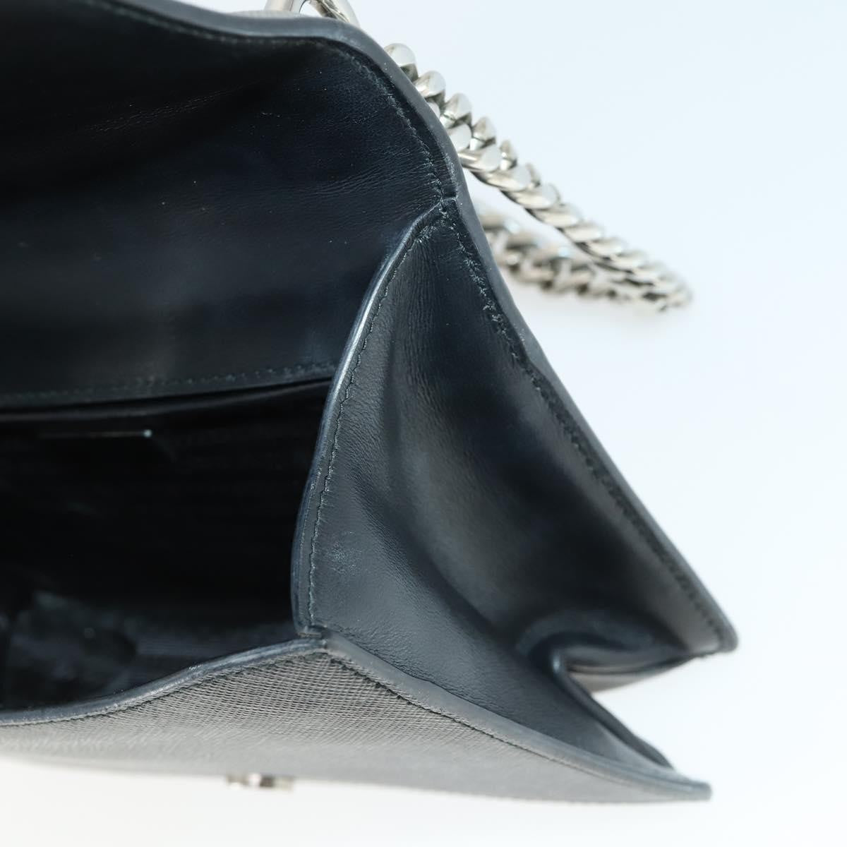 Prada Chain Flap Bag Saffiano Leather, SILVER, LEATHER, Shoulder bag
