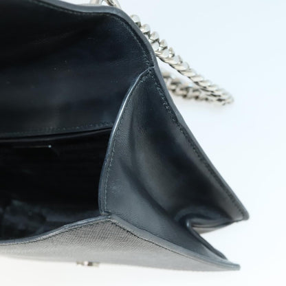 Prada Chain Flap Bag Saffiano Leather, SILVER, LEATHER, Shoulder bag