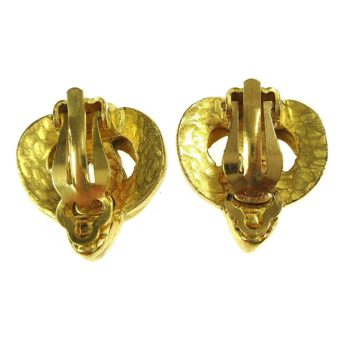Chanel Vintage CC Heart Clip-On Earrings Metal, GOLD, GOLD_PLATED, Earrings
