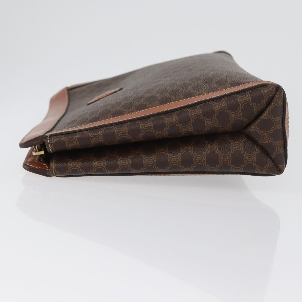Celine Macadam Pochette Canvas and Leather, BROWN, CANVAS, Clutche & pouche