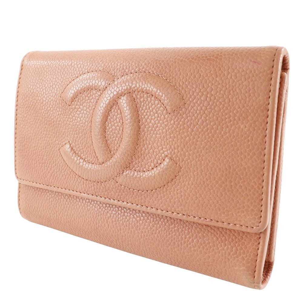 Chanel CC Trifold Flap Wallet Leather, PINK, LEATHER, Wallets