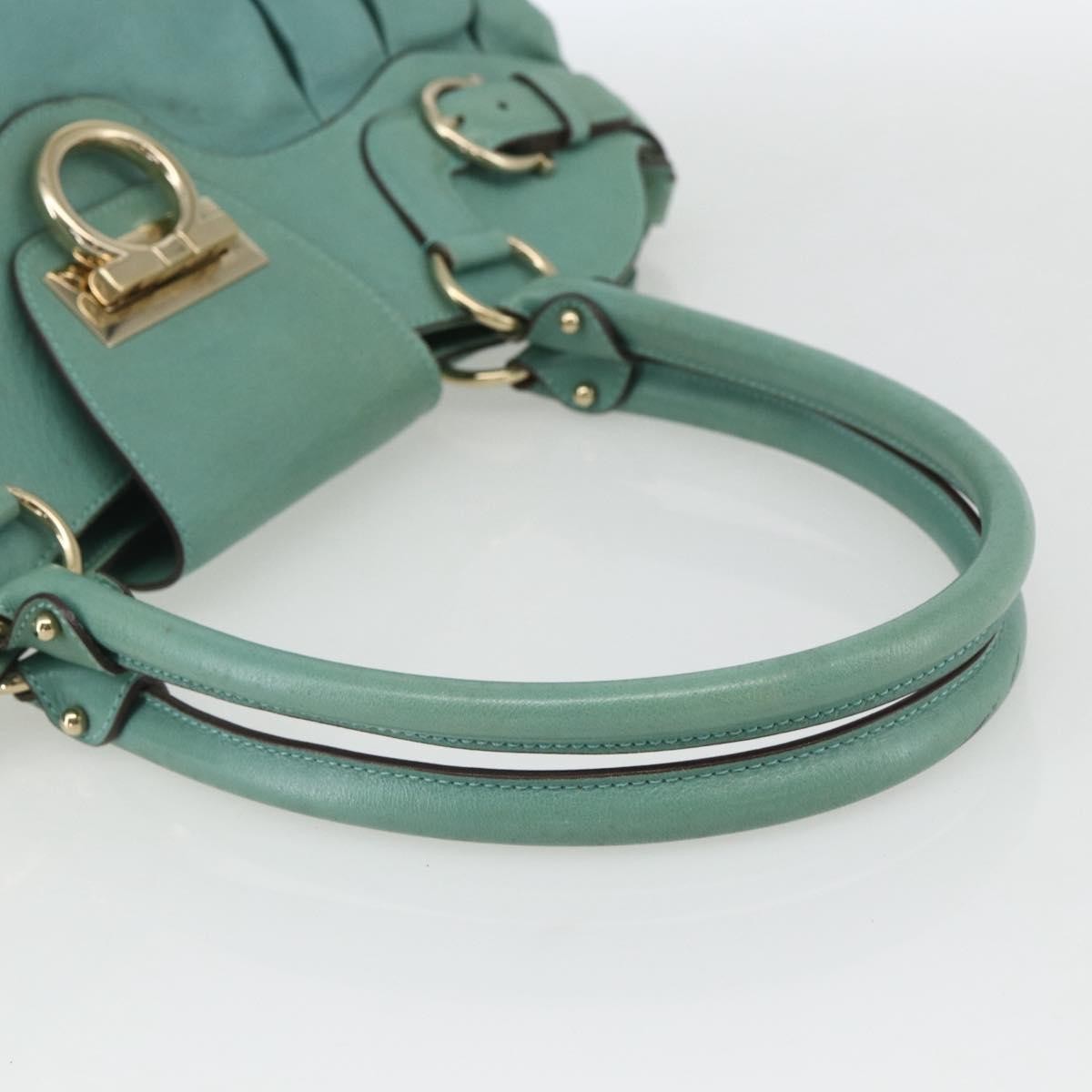 Salvatore Ferragamo Gancini handbag Leather, GREEN, LEATHER, Handbag