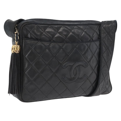 Chanel Vintage Front Pocket Camera Bag Leather, Black, Leather, Shoulder Bag