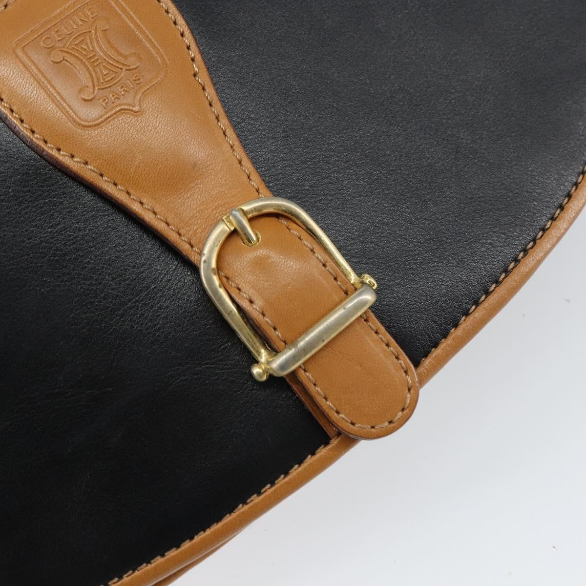 Celine Vintage Shoulder Bag Leather, BLACK, LEATHER, Shoulder bag