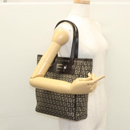 Fendi Vintage Flip Lock Tote Zucchino Canvas, BROWN, CANVAS, Tote bag