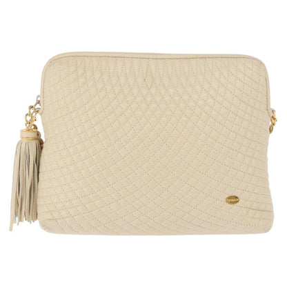 Bally Vintage Chain Shoulder Bag Quilted Leather, Beige, Leather, Shoulder Bag