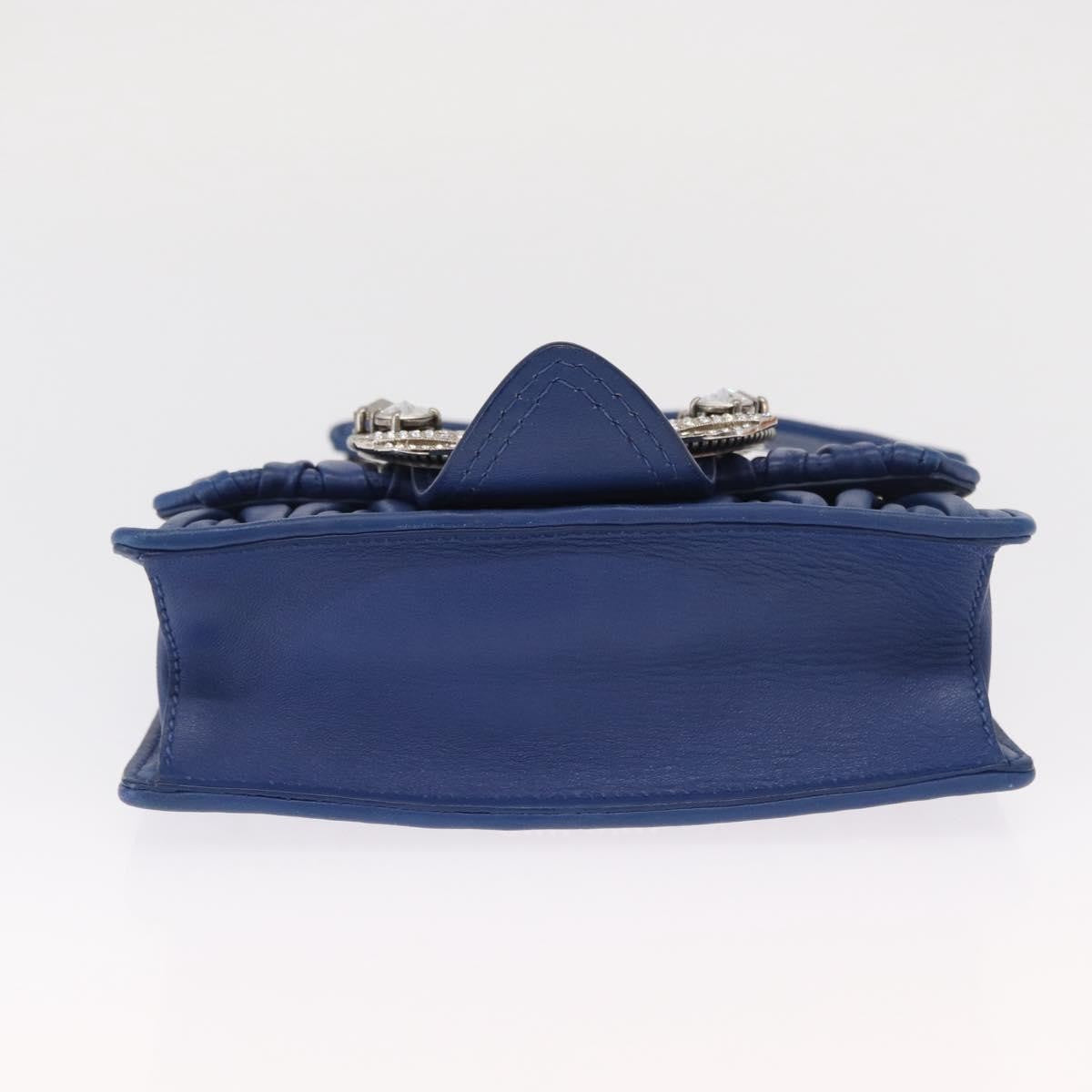 Miu Miu Madras Crystal Buckle Shoulder Bag Matelasse Leather, BLUE, LEATHER, Shoulder bag