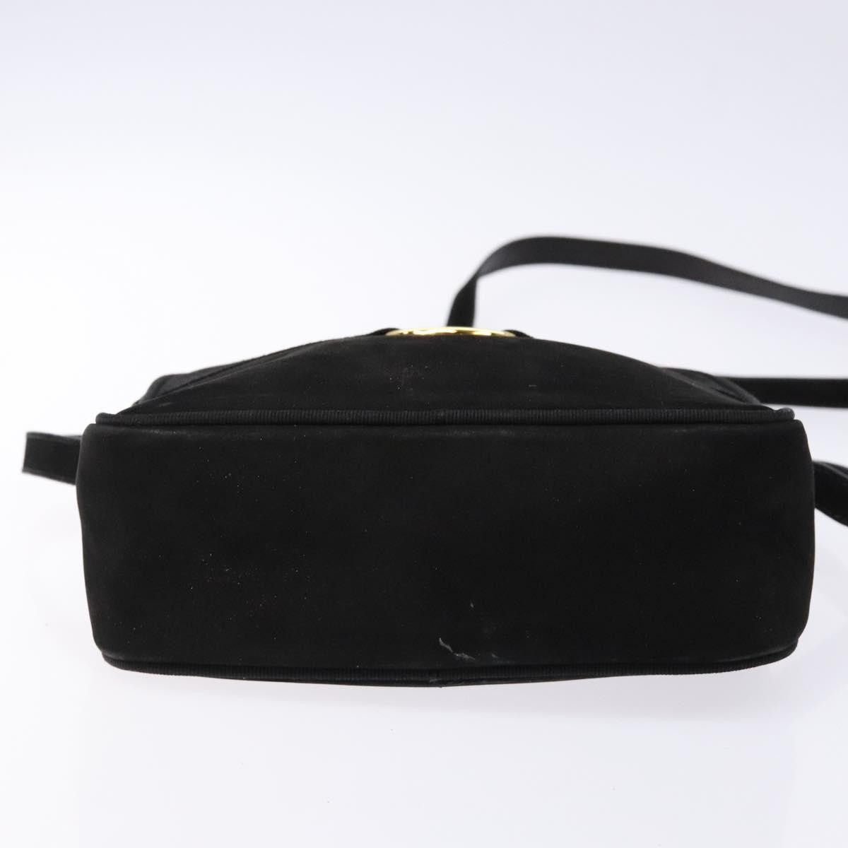 Salvatore Ferragamo Vala Shoulder Bag Suede, BLACK, SUEDE, Shoulder bag