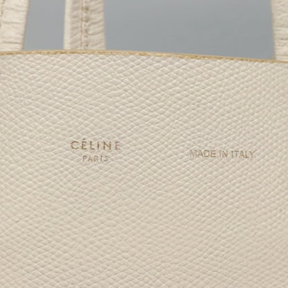 Celine Vertical Cabas Tote Leather, WHITE, LEATHER, Tote bag
