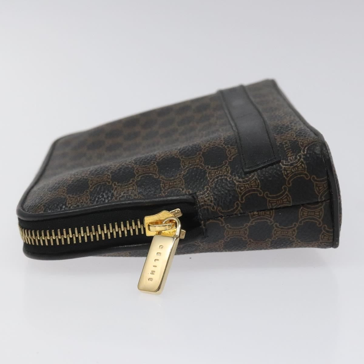 Celine Macadam Pochette Canvas and Leather, BLACK, CANVAS, Clutche & pouche