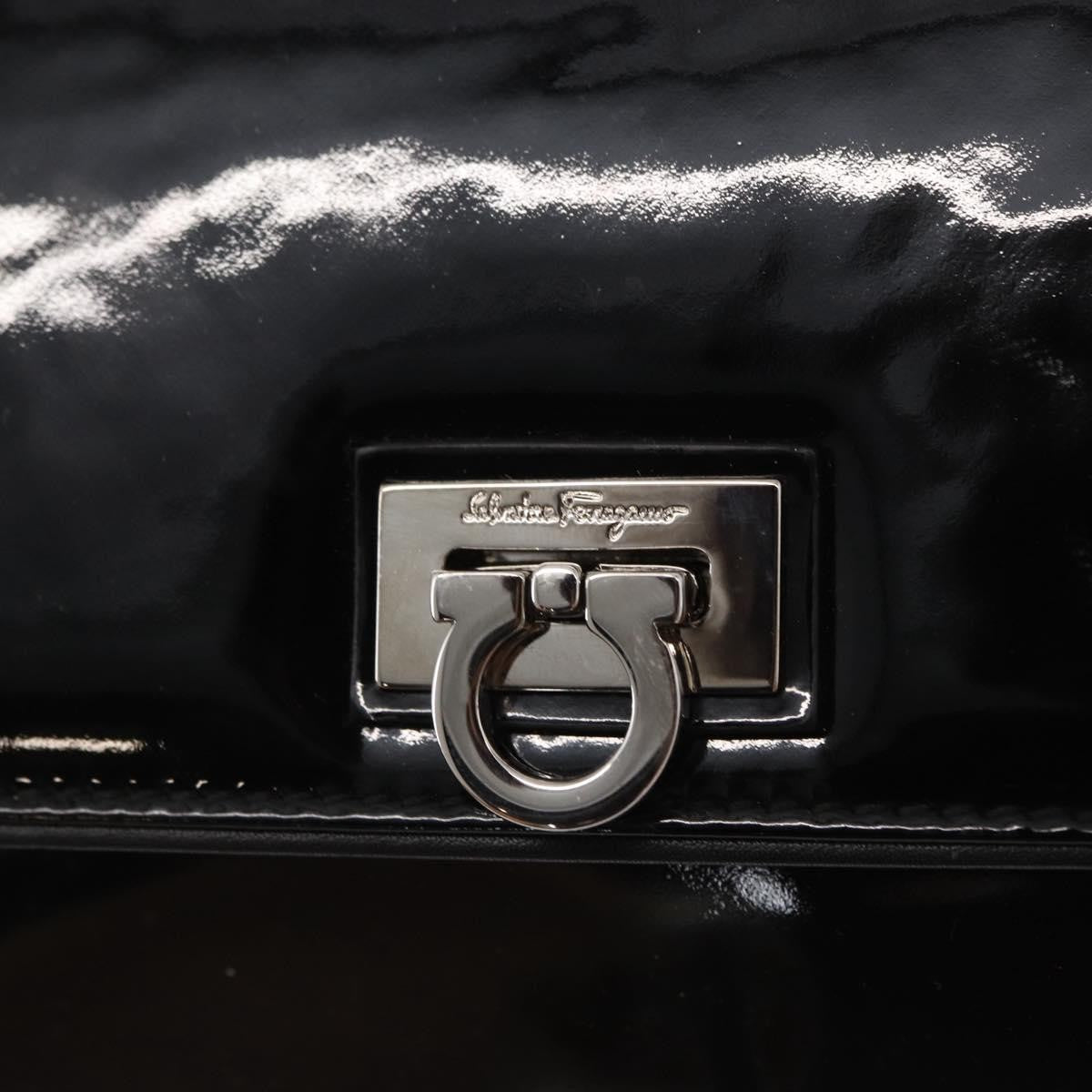 Salvatore Ferragamo Gancini Chain Shoulder bag Patent leather, BLACK, PATENT_LEATHER, Shoulder bag