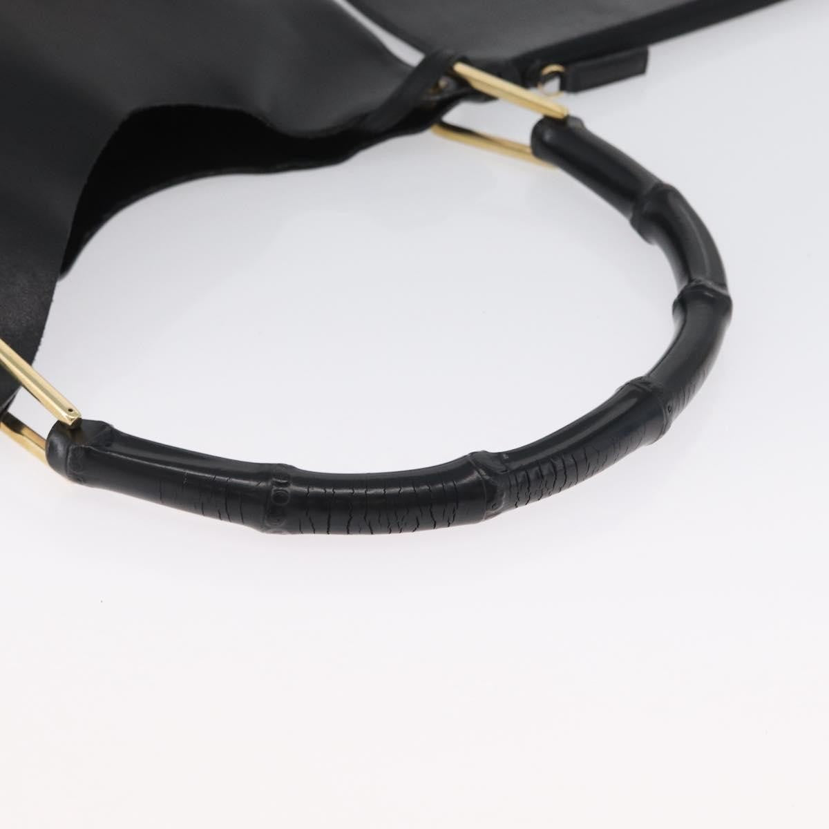 Gucci Vintage Bamboo Hobo Leather, BLACK, LEATHER, Tote bag
