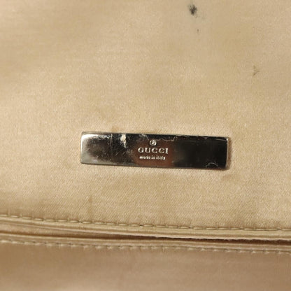 Gucci Chain Flap Shoulder Bag Satin, BEIGE, GOLD, Shoulder bag