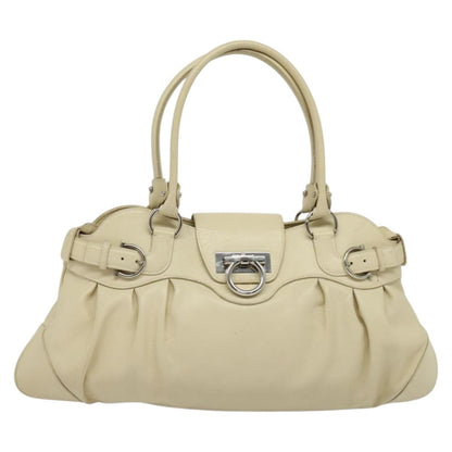Salvatore Ferragamo Marisa Satchel Leather, BEIGE, LEATHER, Tote bag