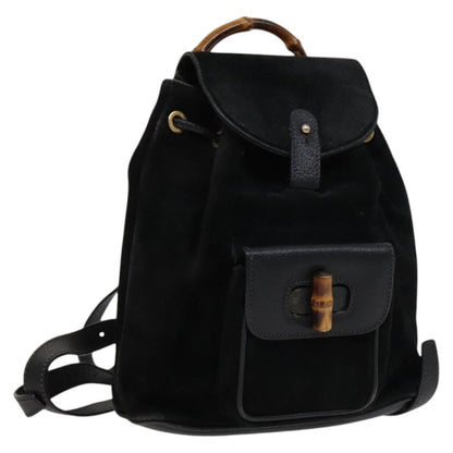 Gucci Gucci bamboo backpack daim, Black, Suede, Backpack